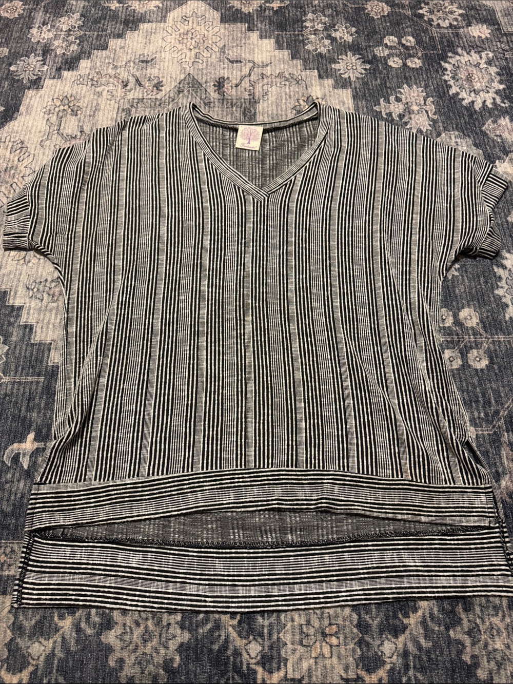 Freeloader Black and White Striped V-Neck Tunic